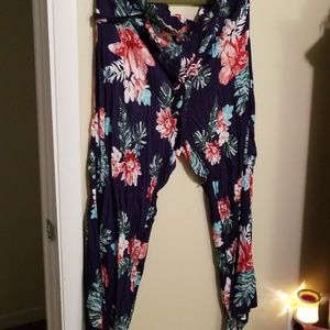 Cotton blend wide leg pant